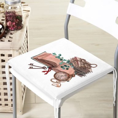 Özel Tasarım Kitap Temalı Dijital Baskılı Modern Fermuarlı Sandalye Minderi