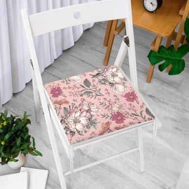Papatya & Gül Tasarımlı Dijital Baskılı Fermuarlı Sandalye Minderi