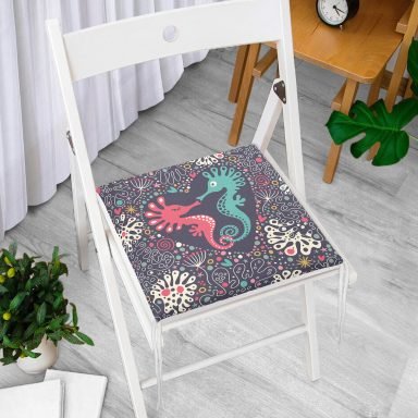 Denizatı Aşk Temalı Dijital Baskılı Dekoratif Modern Fermuarlı Sandalye Minderi