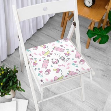 Baby Motifli Özel Tasarım Dijital Baskılı Modern Fermuarlı Sandalye Minderi