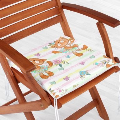 Dans Eden Kedi Desenli Dijital Baskılı Özel Tasarım Modern Fermuarlı Sandalye Minderi