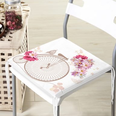 Modern Bisiklet Desenli Dijital Baskılı Fermuarlı Sandalye Minderi