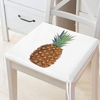 Ananas Desenli Dijital Baskılı Fermuarlı Sandalye Minderi