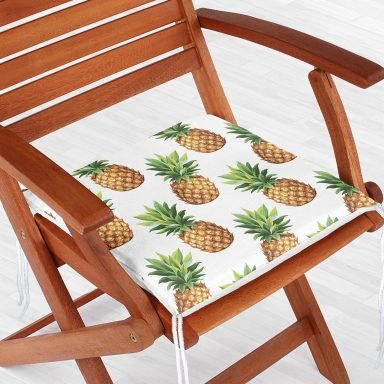 Ananas Desenli Dijital Baskı Fermuarlı Sandalye Minderi