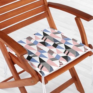 Modern Geometrik Desenli Dijital Baskılı Fermuarlı Sandalye Minderi