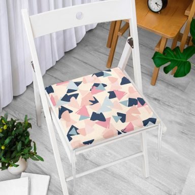 Renkli Geometrik Desenli Modern Fermuarlı Sandalye Minderi