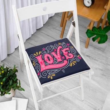 Renkli Love Dijital Baskılı Dijital Baskılı Modern Fermuarlı Sandalye Minderi