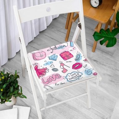 Fashion Aksesuar Desenli Dijital Baskılı Fermuarlı Sandalye Minderi