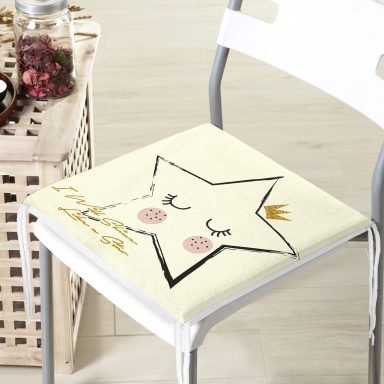 Modern Yıldız Desenli Dijital Baskılı Fermuarlı Sandalye Minderi