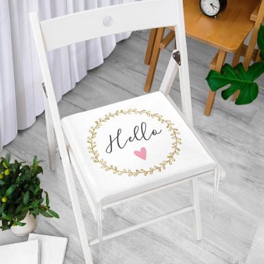 Hello Yaldız Desenli Dijital Baskılı Modern Fermuarlı Sandalye Minderi