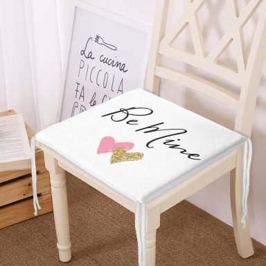 Be Mine Kalp Desenli Dijital Baskılı Modern Fermuarlı Sandalye Minderi