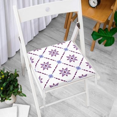 Modern Çiçek Temalı Dijital Baskılı Fermuarlı Sandalye Minderi
