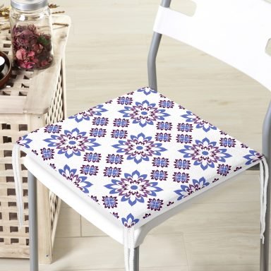 Özel Tasarım Çiçek Motifli Dijital Baskılı Modern Fermuarlı Sandalye Minderi
