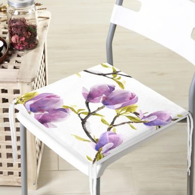 Sulu Boya Çiçek Desenli Dijital Baskılı Modern Fermuarlı Sandalye Minderi