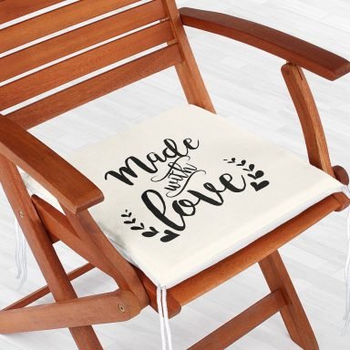 Made With Love Yazılı Dijital Baskılı Modern Fermuarlı Sandalye Minderi