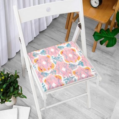 Modern Çini Motifli Dijital Baskılı Fermuarlı Sandalye Minderi