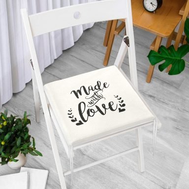 Made With Love Yazı Desenli Modern Fermuarlı Sandalye Minderi