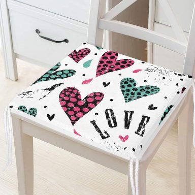 Realhomes Kalpli Love Desenli Modern Fermuarlı Sandalye Minderi