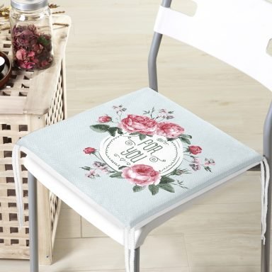 For You Çiçekli Dijital Baskı Fermuarlı Sandalye Minderi