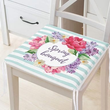 Spring Bouquet Temalı Modern Dijital Baskılı Fermuarlı Sandalye Minderi