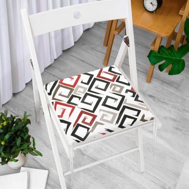 Labirent Çizimli Modern Dijital Baskılı Fermuarlı Sandalye Minderi