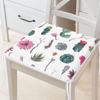 Kuş Tüyü Motifli Çöl Bitkisi Desenli Modern Dijital Baskılı Fermuarlı Sandalye Minderi