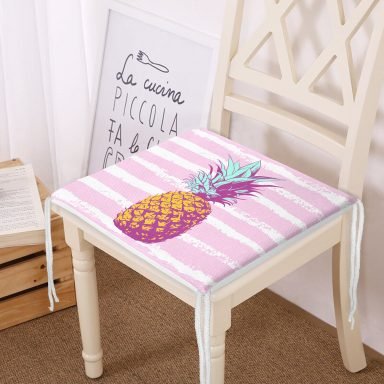 Canlı Renkli Ananas Motifli Dijital Baskılı Fermuarlı Sandalye Minderi