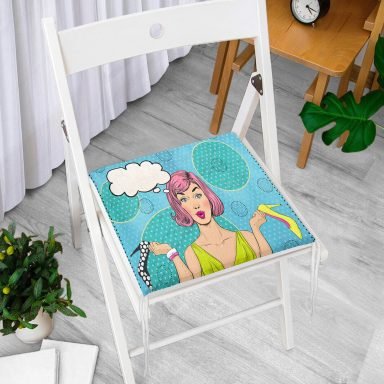Pop Art Dijital Baskılı Fermuarlı Sandalye Minderi