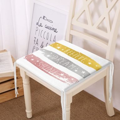 Believe Dream Shine Çizimli Modern Dijital Baskılı Fermuarlı Sandalye Minderi