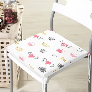 Realhomes Kanatlı Kalp Desenli Love Motifli Modern Fermuarlı Sandalye Minderi