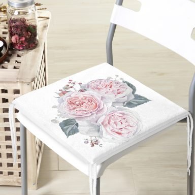 Soluk Çiçek Motifli Modern Dijital Baskılı Fermuarlı Sandalye Minderi