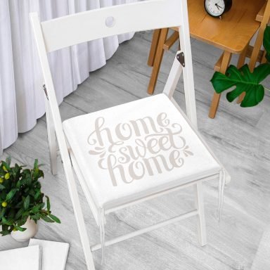 Açık Gri Home Sweet Home Fermuarlı Sandalye Minderi