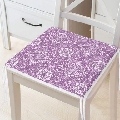 Damask Figürlü Dijital Baskılı Fermuarlı Sandalye Minderi