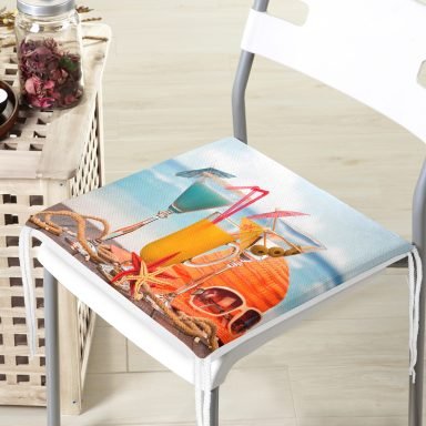 Summer Sahil Tasarımlı Dijital Baskılı Fermuarlı Sandalye Minderi
