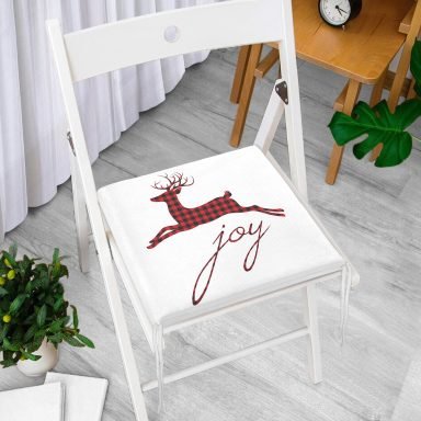 Joy Ekose Geyik Desenli Dekoratif Fermuarlı Sandalye Minderi