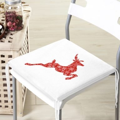 Geyik Motifli Özel Tasarımlı Dijital Baskılı Modern Fermuarlı Sandalye Minderi