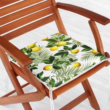 Limon Yaprakları Desenli Dijital Baskılı Fermuarlı Sandalye Minderi