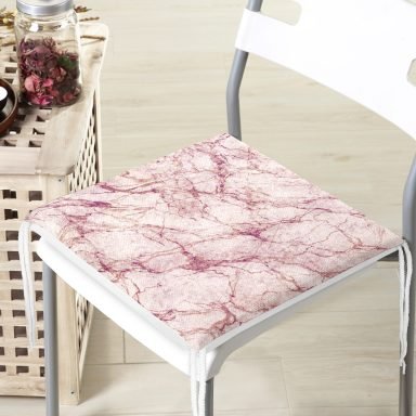 Modern Mermer Görünümlü Dijital Baskılı Fermuarlı Sandalye Minderi