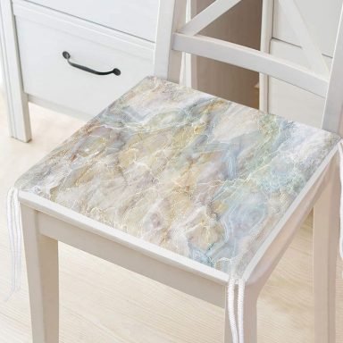 Mermer Desenli Özel Tasarımlı Dijital Baskılı Modern Fermuarlı Sandalye Minderi