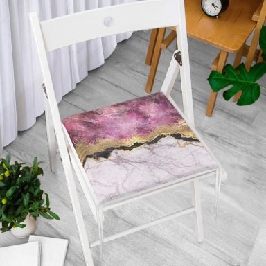Mürdüm Beyaz Altın Desenli Modern Fermuarlı Sandalye Minderi