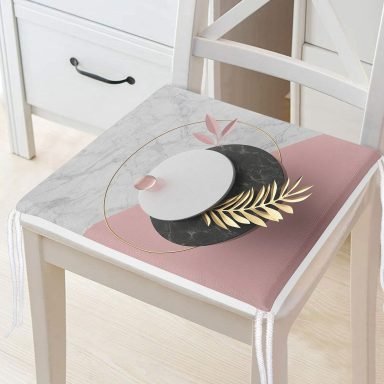 Modern 3D Mermer Desenli Dijital Baskılı Fermuarlı Sandalye Minderi