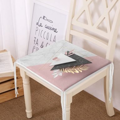 Modern Üçgen Mermer Desenli 3D Dijital Baskılı Fermuarlı Sandalye Minderi