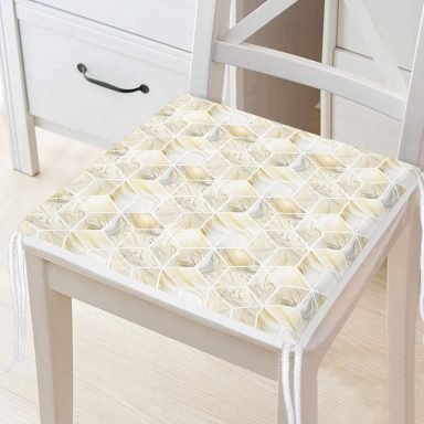 Geometrik Mermer Zeminli Modern Fermuarlı Sandalye Minderi