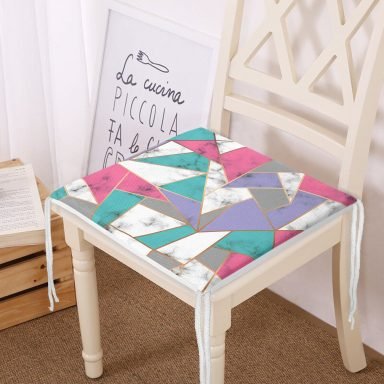 Geometrik Şekilli Mermer Baskılı Modern Fermuarlı Sandalye Minderi