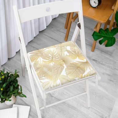 Vizon Renk Amazon Yaprakları Temalı Modern Fermuarlı Sandalye Minderi