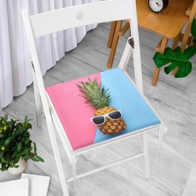 Mavi Pembe Ananas Desenli Modern Fermuarlı Sandalye Minderi