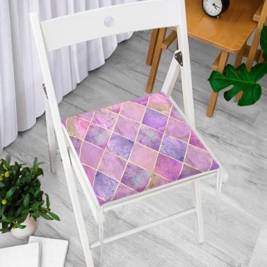 Geometrik Açık Pudra Renkli Modern Fermuarlı Sandalye Minderi