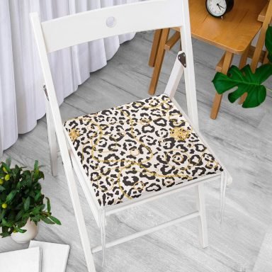 Zebra Desenli Altın Detaylı Modern Fermuarlı Sandalye Minderi