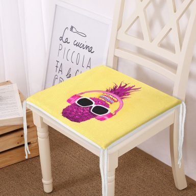 Sarı Zeminde Pembe Ananas Modern Tasarımlı Fermuarlı Sandalye Minderi