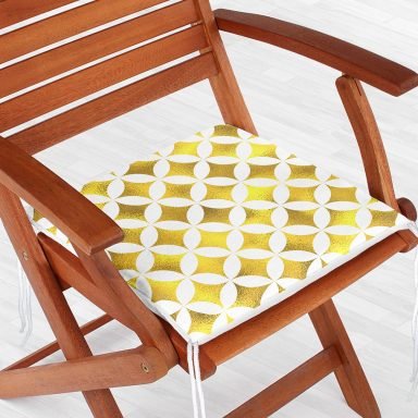 Geometrik Altın Renkte Desenler Modern Fermuarlı Sandalye Minderi